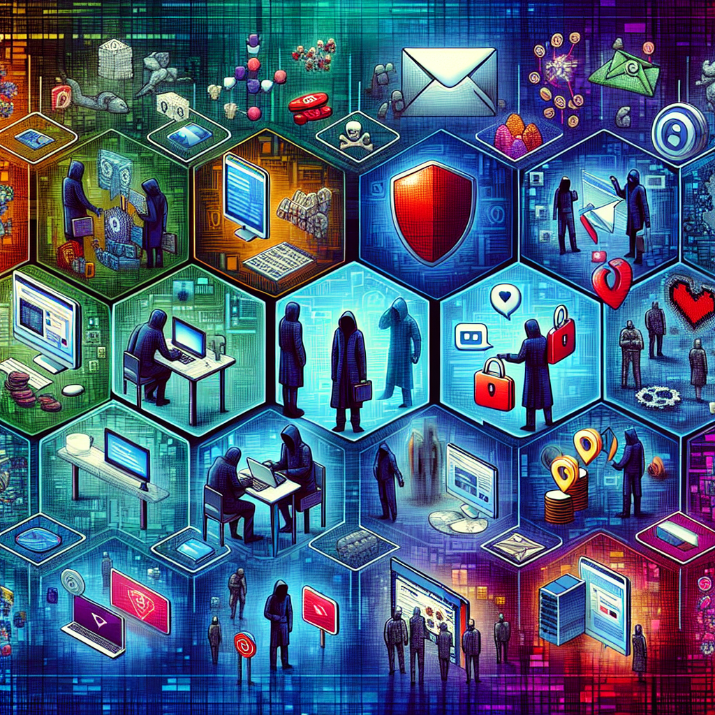 "Interconnected hexagonal icons illustrating digital cybersecurity concepts."