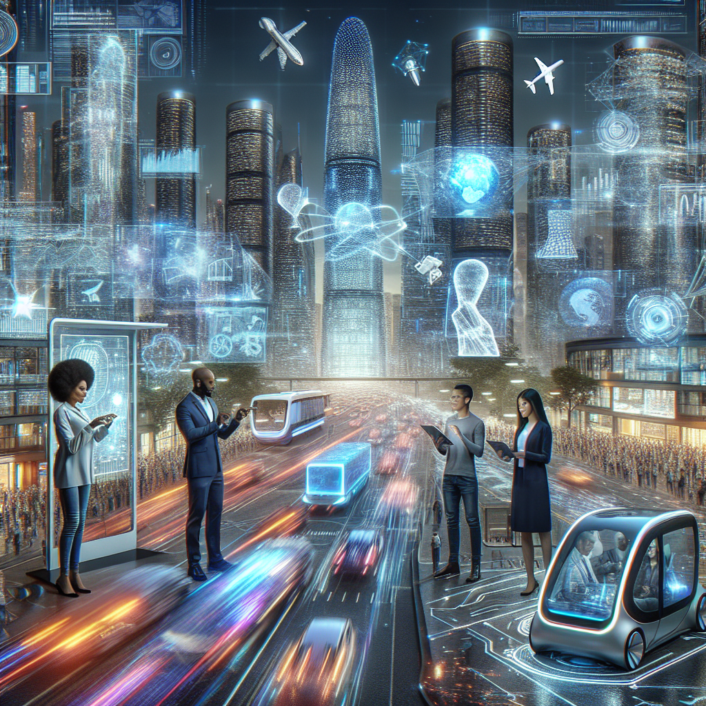 Futuristic smart city with autonomous vehicles and digital connectivity